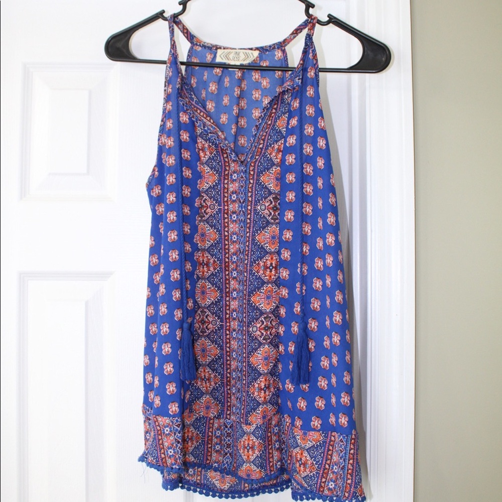 Blue and rust tank top